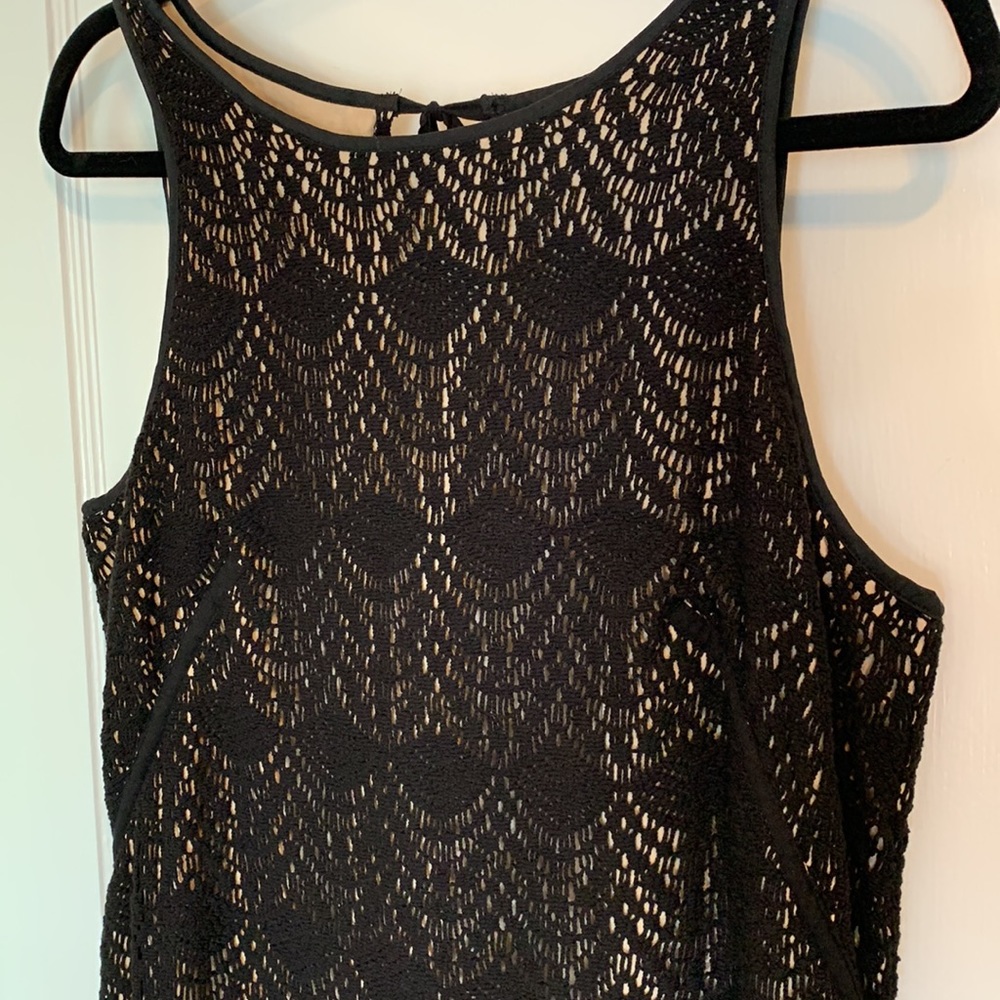 Like New Ann Taylor Loft Double Layer Black Nude Dress Size 12